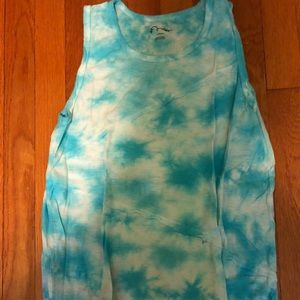 Blue tie-dye tank top